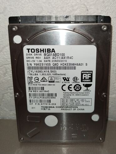 Digər kompüter aksesuarları: HDD Toshiba 1TB 2.5-inch 1000MB | 5400RPM | 6 Gbit/s | Yaddaş: 1000GB lalafo.az -da Digər kompüter aksesuarları: HDD Toshiba 1TB 2.5-inch 1000MB | 5400RPM | 6 Gbit/s | Yaddaş: 1000GB