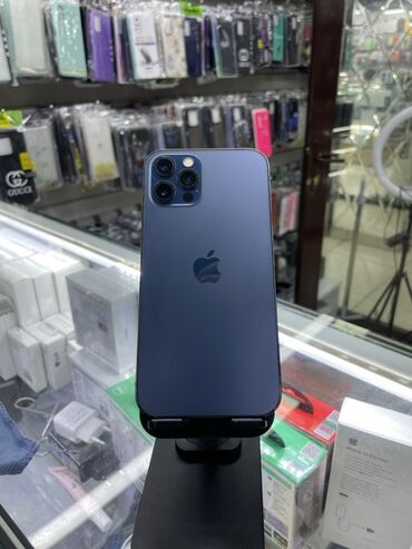 купить бу айфон 12: IPhone 12 Pro, Колдонулган, 256 ГБ, Көгүлтүр, Заряддоочу түзүлүш, Коргоочу айнек, Каптама, 100 %
