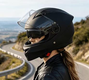 moto satış: Kaska Endirimlə 35-azn Tam üzlü motosiklet dəbilqəsi mat qara Ünvan Q — 7