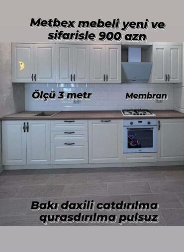 kuxna mebelləri: 🟣Metbex mebeli 🟣 *Qiymet 900 azn* 🟣Olcu 3 🟣 *Membran* 🟣Rezapal