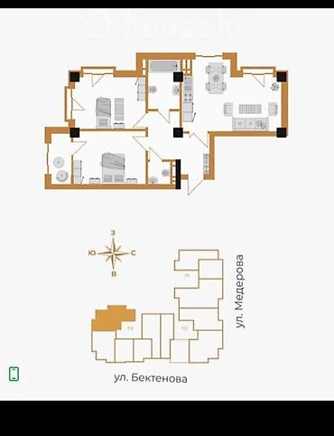 жк гармония: 3 комнаты, 80 м², Таш-Рабат ТРЦ 6 этаж, ПСО (под самоотделку) — 5