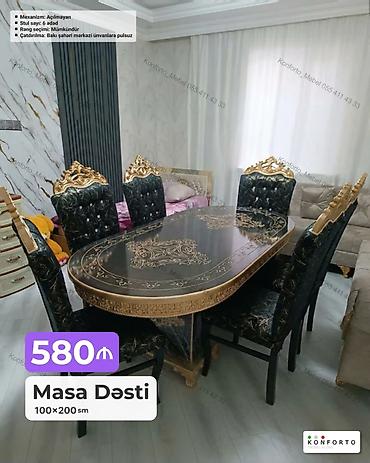 Masa dəsti – klassik dizayn Ölçü: 100×200 sm Mekanizm: Açılmayan