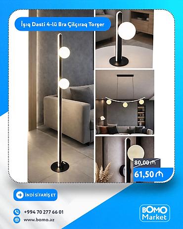 İşıqlandırma: İşıq Dəsti – 4‑lü bra, çilçıraq və torşer - Müasir minimalist dizayn — 1