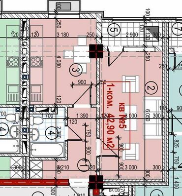 Продажа квартир: 1 комната, 43 м², Элитка, 7 этаж, ПСО (под самоотделку)