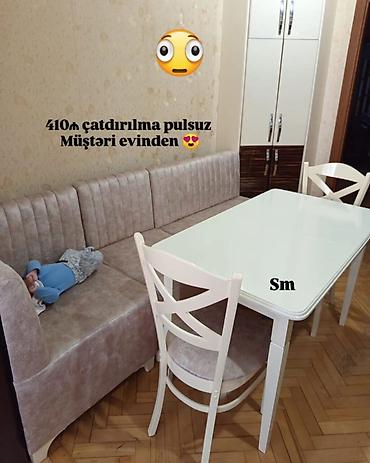 Mətbəx üçün künc dəsti - Künc divan: parça üzlü, yumşaq oturacaq, dik
