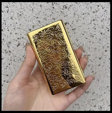 malbro siqaret: Qızılı rəngli metall siqaret qutusu - Material: parlaq metal (qızılı — 3