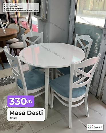 Məhsul: Masa dəsti - Forma/ölçü: Dairəvi masa, diametr 90 sm - — 1