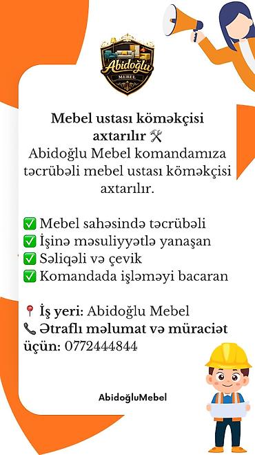 serbiyada is: Mebel ustası tələb olunur, 3-5 illik təcrübə, 6/1, Aylıq ödəniş — 1