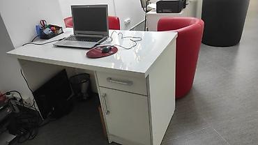 study table: Офисный стол, Б/у, Нерегулируемый, цвет - Белый, Прямоугольный — 2