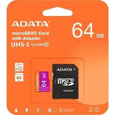 Memorijske kartice za kamere: ADATA microSDXC memorijska kartica 64 GB + SD adapter - Kapacitet: 64 — 12