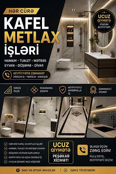 santexnik və kafel ustası: Hər cür kafel və metlax işləri – peşəkar xidmət - Hamam, tualet — 1