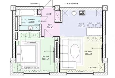 жк восток сити бишкек: 2 комнаты, 54 м², Элитка, 12 этаж, ПСО (под самоотделку)