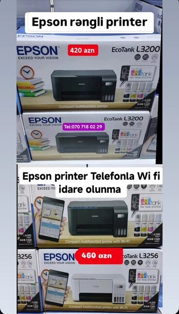 Tozsoranlar: Epson rəngli printer Telefonla idare olunmasi -550 azn Rengli printer