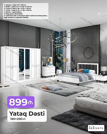 Ev və bağ: Yataq Dəsti – 160×200 sm Komplektə daxildir: - Çarpayı: 1 ədəd — 1