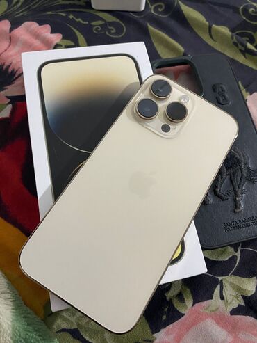 списанные айфоны: IPhone 14 Pro Max, Колдонулган, 128 ГБ, Алтын, Заряддоочу түзүлүш, Коргоочу айнек, Каптама, 87 %