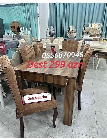 bayram: Qonaq otağı üçün, Yeni, Açılmayan, Dördbucaq masa, 6 stul — 3