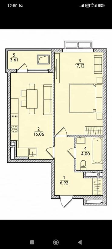 Продажа квартир: 2 комнаты, 47 м², Кок-Жар мкр Элитка, 10 этаж, ПСО (под самоотделку) — 2