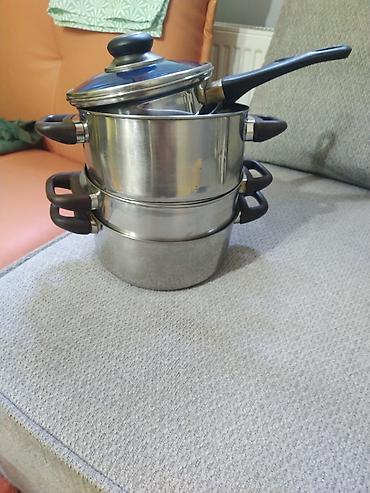 cotex posteljine: Set inox posuđa 18/10 – lonci i šerpe sa poklopcem korisceni par puta — 2