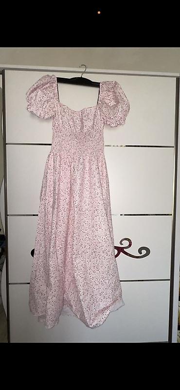 sumqayitda don: Qızılı-çəhrayı rəngli, xırda çiçək naxışlı midi don. - Model: kvadrat — 2