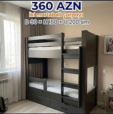 2 mertebe carpayı: İki mərtəbəli çarpayı – 360 AZN Ölçülər: D 90 × H 180 × U 200 sm - — 1