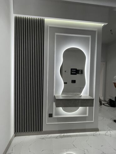 Duş kabinaları, arakəsmələr: Güzgü Divar üçün, Dekorativ, Arxa işıqlı