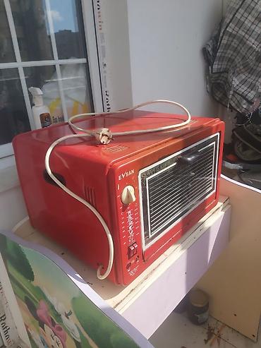 pec satilir: EVSAN elektrik mini soba - Rəng: qırmızı, retro dizaynlı korpus - Ön — 3