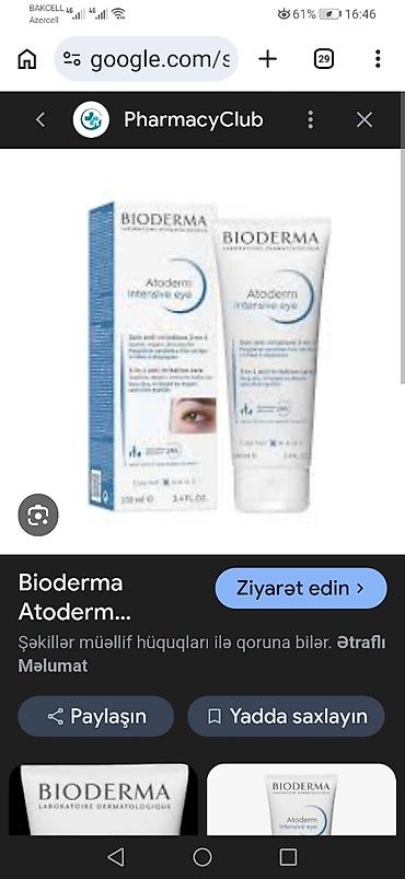 bismece kremi: Bioderma Atoderm Intensive Eye – göz ətrafı üçün 3‑ü 1‑də baxım — 1