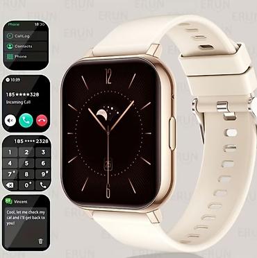 Ağıllı saat – qızılı çərçivə və krem rəngli silikon qayış - Telefon