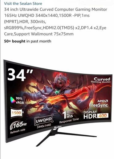 Monitorlar: Monitor acer odysey samsung korui aos istənilən brend model 4k qhd uhd — 5