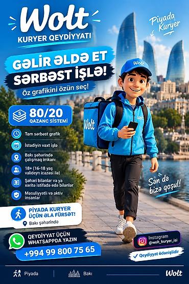 online evden is: Moto-kuryer tələb olunur, Gündəlik ödəniş, Təcrübəsiz — 1