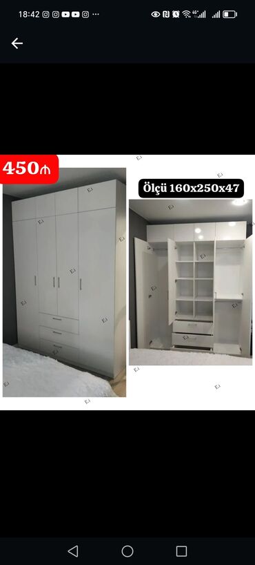 Dolablar: Yeni, Kupe, 5 qapı Düz dolab, Dolab-asılqan, Azərbaycan — 21