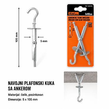 KMT Tip cvet tip 5×105 mm – navojna plafonska kuka sa ankerom Opis: -