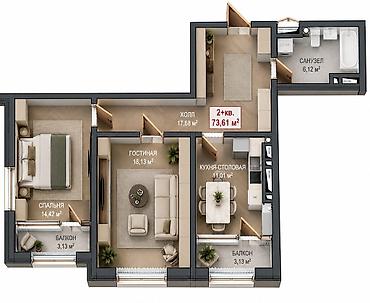 2 комнаты, 73 м², Южная Магистраль Элитка, 13 этаж at lalafo.kg 2 комнаты, 73 м², Южная Магистраль Элитка, 13 этаж