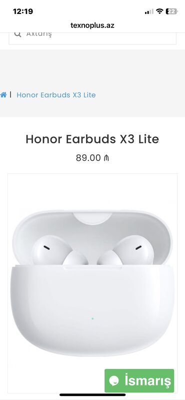 Qulaqcıqlar: İşlənmiş Simsiz (Bluetooth) Qulaqcıqlar, Honor, rəng - Ağ