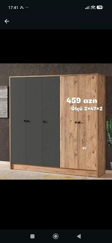 Məhsul: 4 qapılı paltar şkafı - Dizayn: İki rəng kombinasiyası – mat