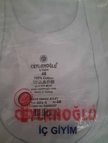 mayka türkçe: Ceylanoğlu kişi atletı – pambıq, ağ rəng packayla satlir 6 ededlidir — 1