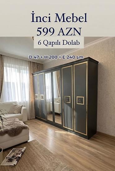 ucuz dolap: Yeni, 6 qapı, Güzgülü, Açılan, Düz dolab — 1