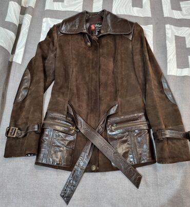 Кожаные куртки: Кожаная куртка, Классическая модель, Замша, Укороченная модель, 2XL (EU 44)