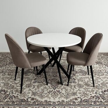 купить бу кухонный уголок: Ашкана үстөлү жана отургуч, түсү - Ак