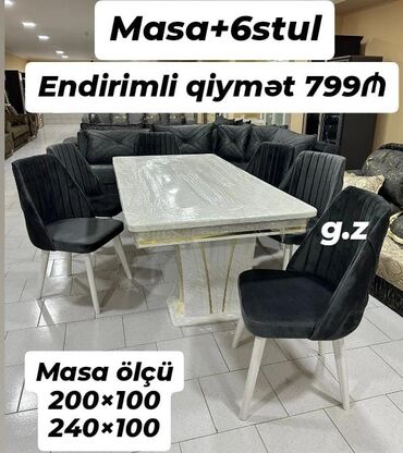 Masa və oturacaq dəstləri: *Masa Dəsti ✔️Endirimli qiymət 799Azn* 📌Masa + 6 stul *Masa