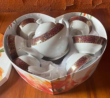 caynik sekilleri: Çay dəsti, rəng - Ağ, Farfor, 6 nəfərlik, Yaponiya — 2