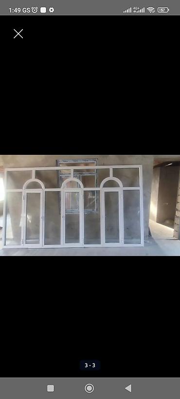 dekor isiq: PVC (aluminium pəncərə vitraj dəsti - Material: ağ PVC profil, şüşəli — 3