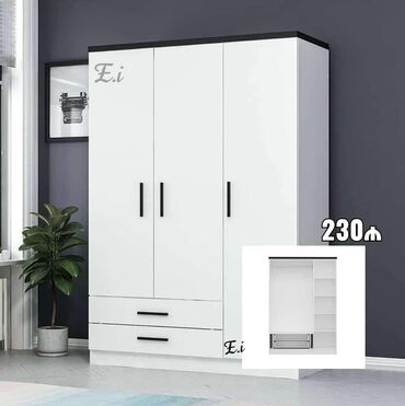 купить шкаф для одежды: Yeni, 3 qapılı Düz dolab, Şifonyer