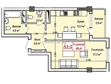 сниму квартира тунгуч: 1 комната, 47 м², Элитка, 3 этаж, ПСО (под самоотделку)