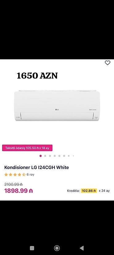 1650 maqintafon: Kondisioner LG I24CGH, White - LG Dual Inverter texnologiyası: daha — 1