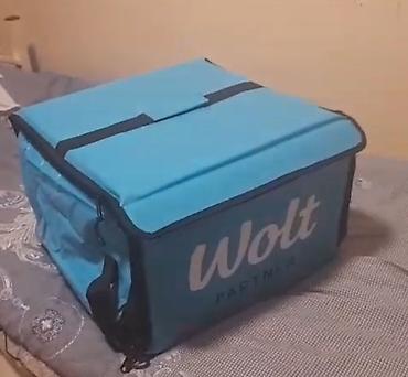 Wolt çatdırılma çantası [ TƏZƏ ] - Rəng: açıq mavi, “Wolt Partner”