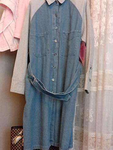 kəsilmiş qol şəkilləri: Denim köynək-don - Model: uzun kəsimli köynək-don - Material: mavi — 1