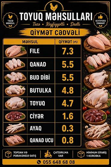kirpi eti satışı: Toyuq məhsulları – təzə, keyfiyyətli və dadlı. Aşağıdakı çeşidlər — 1