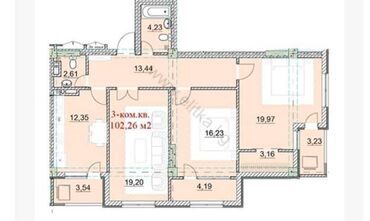 3 мкр квартира: 3 комнаты, 97 м², 11 этаж