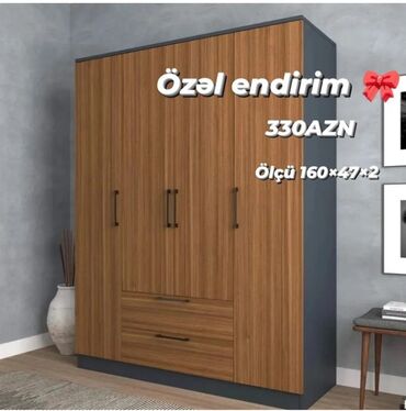 ev üçün qapı: Qarderob, paltar dolabı, Yeni, 4 qapılı, Açılan, Düz dolab, Azərbaycan